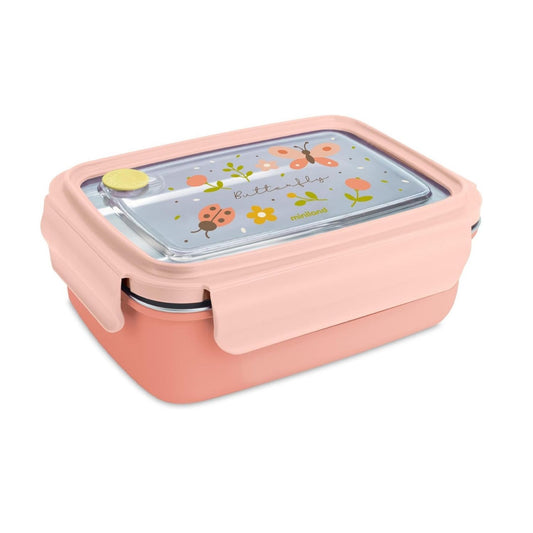 Caja de almuerzo de acero inoxidable Butterfly. Higiénica, ultrarresistente y libre de plásticos/BPA. ¡La fiambrera de mariposas perfecta para el cole!