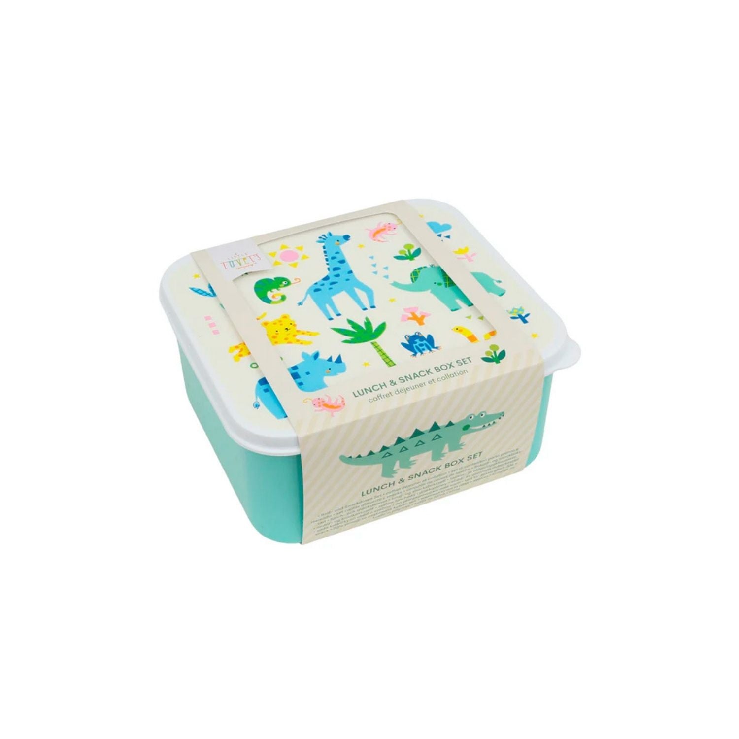  set de 4 cajitas de almuerzo apilables con divertido diseño de jungke es el aliado perfecto para la merienda o el tentempié escolar. Al contar con cuatro dimensiones distintas, te permite llevar por separado alimentos variados sin mezclar sabores ni texturas. 