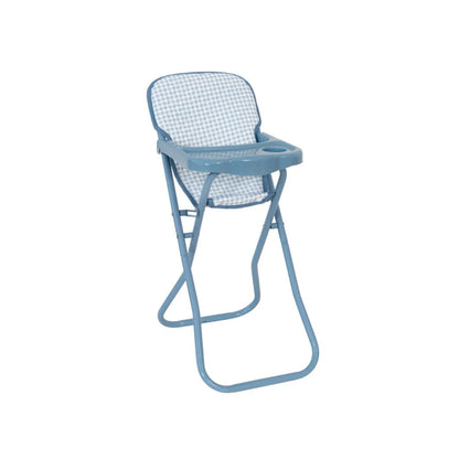 Trona plegable para muñecas de hasta 45 cm. Estructura de metal resistente, ligera, fácil de guardar y con asiento lavable a 30 ºC. ¡Hora de comer jugando!