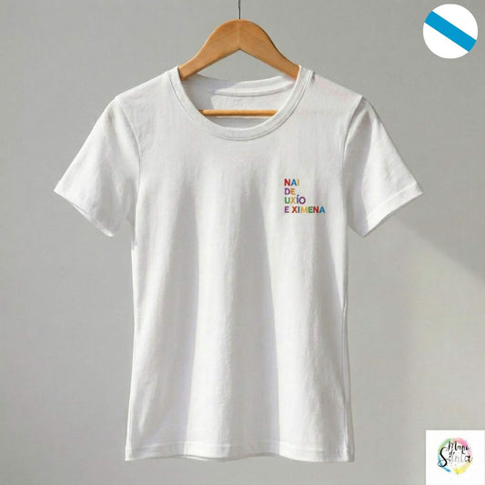 Camiseta Personalizada para Mamá ENTALLADA EN GALEGO Blanca "NAI DE (Nombre)"– El Regalo Perfecto con Bordado Único