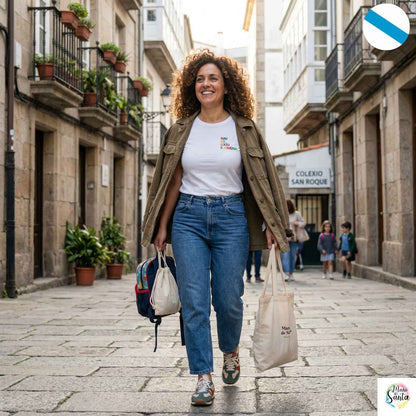 Camiseta Personalizada para Mamá ENTALLADA EN GALEGO Blanca "NAI DE (Nombre)"– El Regalo Perfecto con Bordado Único