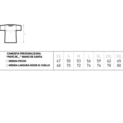 Camiseta Personalizada para Papá Blanca - "Papá de (Nombre)" - Bordado Multicolor Premium. Fabricada en tejido 100% algodón prelavado de alto gramaje (190g/m2). Corte contemporáneo moderno, construcción tubular y tacto ultrasuave. Incluye cuello de canalé fino y cinta tapacosturas trasera para mayor durabilidad. El regalo con más sentimiento para el Día del Padre, diseñado por Mano de Santa. Disponible en tallas de la XS a la 5XL.