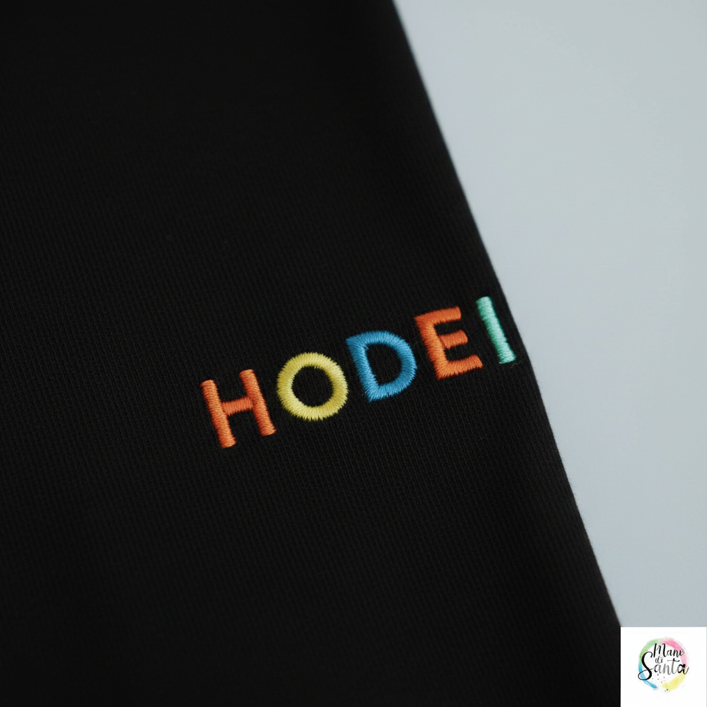 Compra la camiseta infantil personalizada con nombre bordado en relieve multicolor de Mano de Santa. Algodón premium 100% resistente y suave para niños.