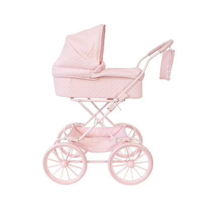 Cochecito para muñecas personalizable con bordado. Incluye bolsa canastilla, colchón y manillar acolchado a 80 cm. Lavable y plegable. ¡Hazlo único!