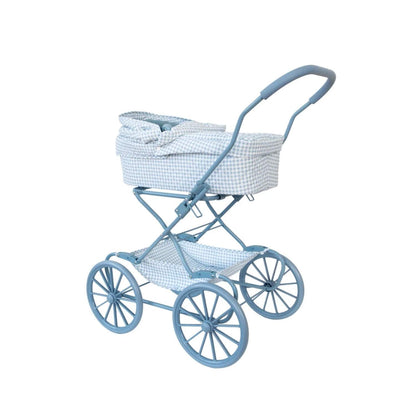 Cochecito para muñecas personalizable con bordado. Incluye bolsa canastilla, colchón y manillar acolchado a 80 cm. Lavable y pleg