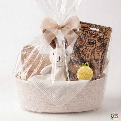 Cesta de regalo premium para recién nacido. El detalle corporativo ideal para empresas y clínicas wellness que buscan un obsequio exclusivo, artesanal y sostenible. CESTA DE RECIEN NACIDO CALIDAD A PRECIO MUY COMPETITIVO