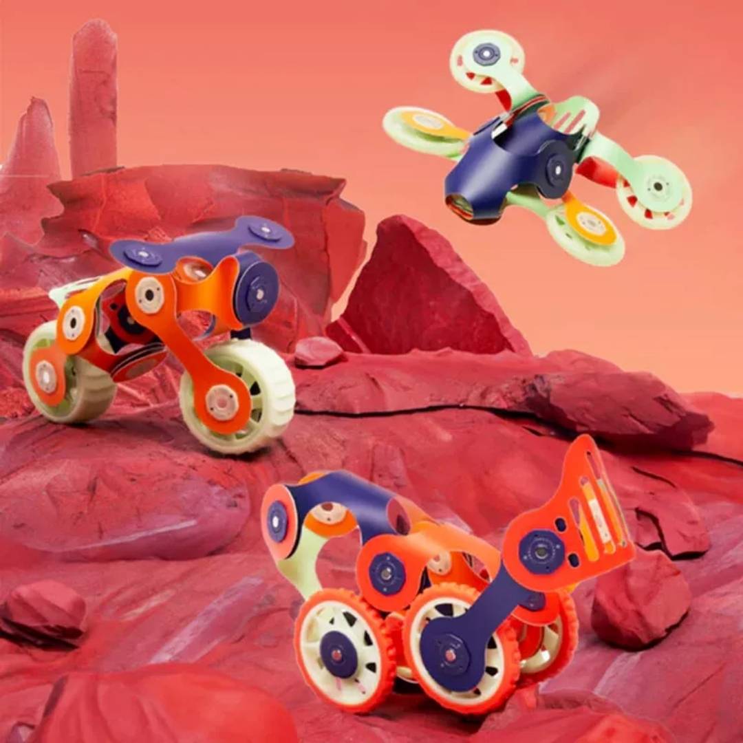 Clixo Pack 30 piezas Mars Rovers, podrás crear las construcciones más originales que hayas visto ¡Incluidas construcciones con ruedas y qpiezas que brillan en la oscuridad! Estas piezas delgadas, flexibles y ligeras, con imanes en los extremos, son ideales para llevar a todas partes y fomentar tu creatividad y aprendizaje STEAM. figuras