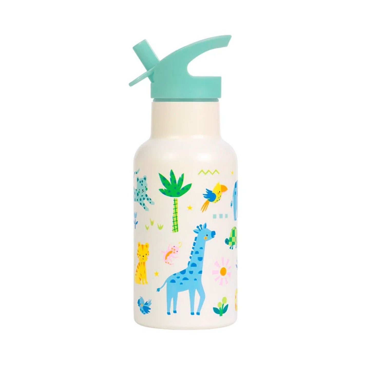 Comprar botella térmica infantil de acero inoxidable 350 ml Jungle de A Little Lovely Company. Cantimplora con pajita libre de BPA que mantiene el agua fría 8 horas, ideal para el colegio y la guardería.