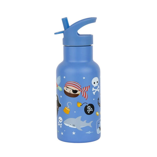 Comprar botella térmica infantil de acero inoxidable 350 ml PIRATAS de A Little Lovely Company. Cantimplora con pajita libre de BPA que mantiene el agua fría 8 horas, ideal para el colegio y la guardería.