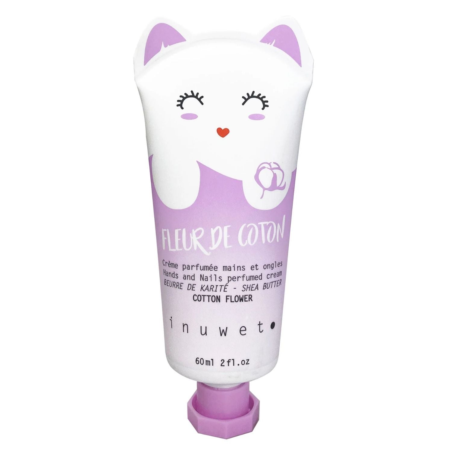 la crema de manos y uñas de flor de algodón de Inuwet. Este original producto combina una estética kawaï única con una rica fórmula vegana que repara la piel en profundidad. Su textura se absorbe rápidamente sin dejar sensación grasa, convirtiendo cada aplicación