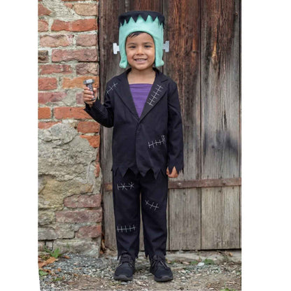 Compra el disfraz Monster Mash de Great Pretenders estilo Frankenstein. Set de camiseta, pantalón y diadema con costuras que brillan en la oscuridad.
