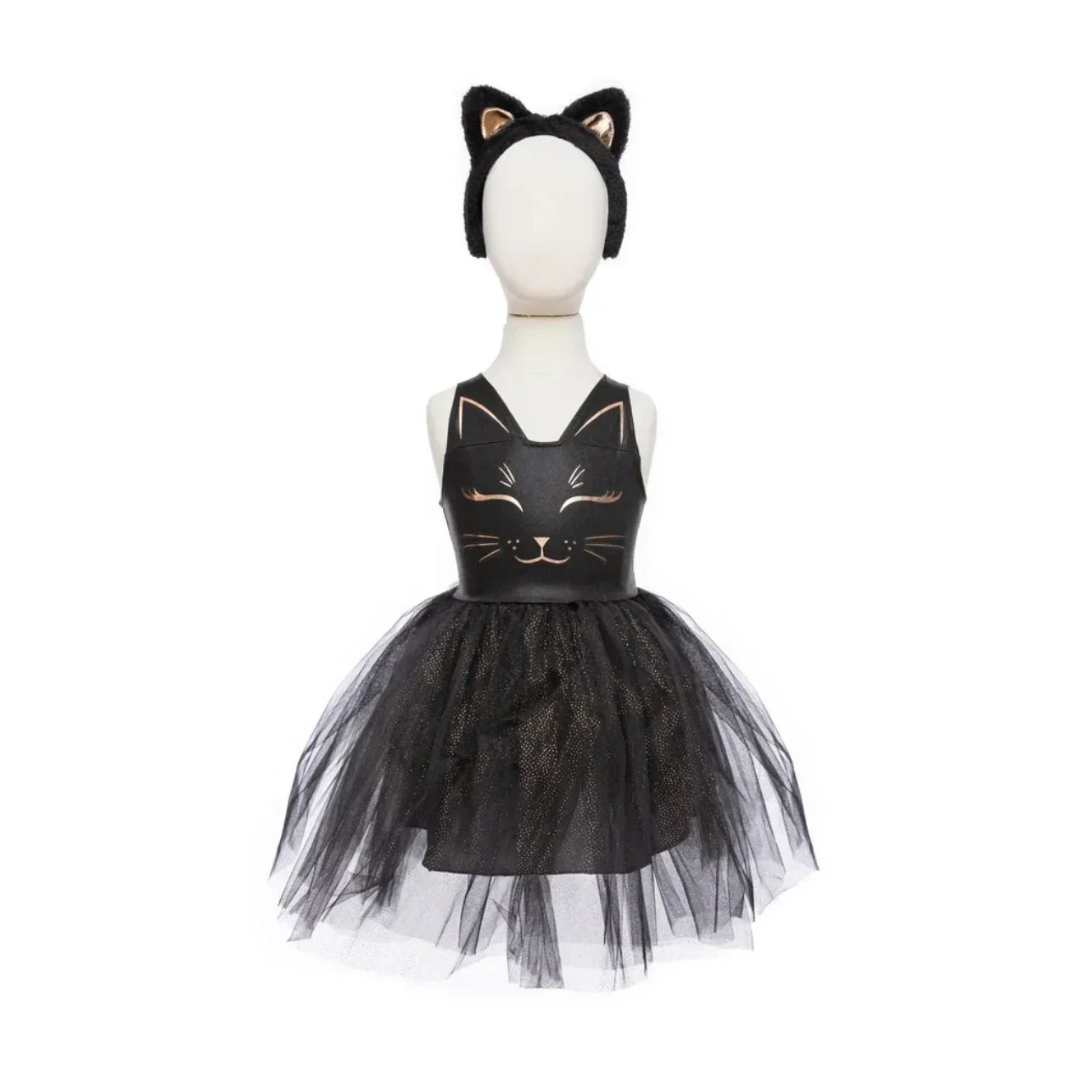 Disfraz Vestido Gato Glam ✨🐱

Edad recomendada: A partir de 4 años&nbsp; (TALLA 5-6 años, pero sirve desde 4 a 6 años)
Incluye: 1 vestido + 1 diadema con orejas de gato
Materiales: Tejidos suaves con detalles termosellados
Cuidados: Lavado a máquina en ciclo suave con agua fría. No usar blanqueador. Secar al aire. Planchar a baja temperatura.