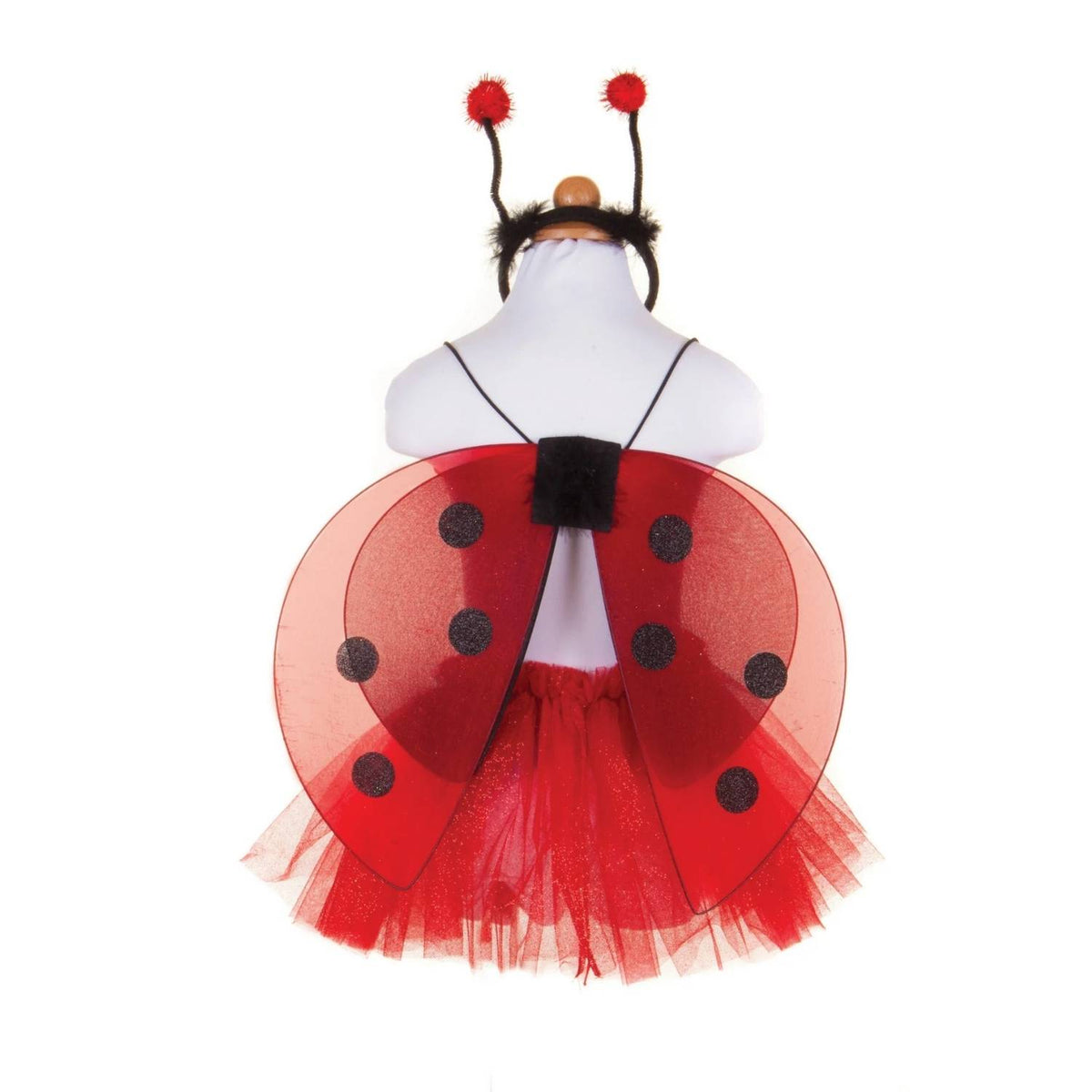 disfraz de mariquita! Diseñado para convertir cualquier día en una aventura mágica, este adorable set de 3 piezas incluye una falda tutú, alas llenas de detalles y una diadema de antenas