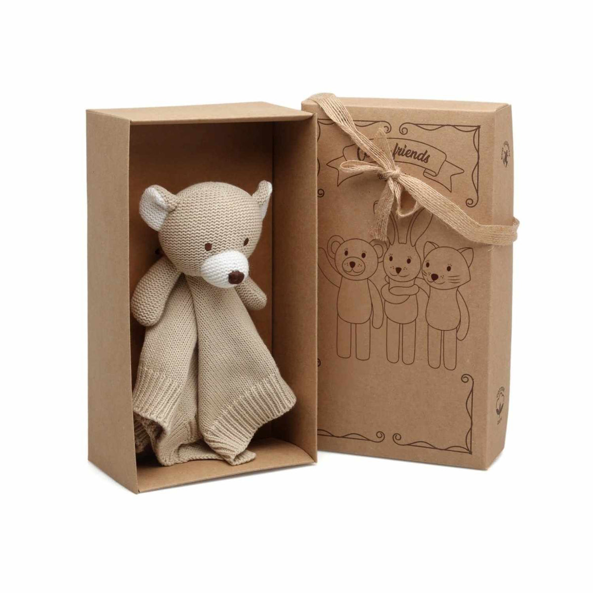 Comprar doudou osito beige Kiokids en www.manodesantaoficial.es. De punto de algodón 100%, ecológico, suave y seguro para bebés desde +2 meses. ¡Envío rápido!