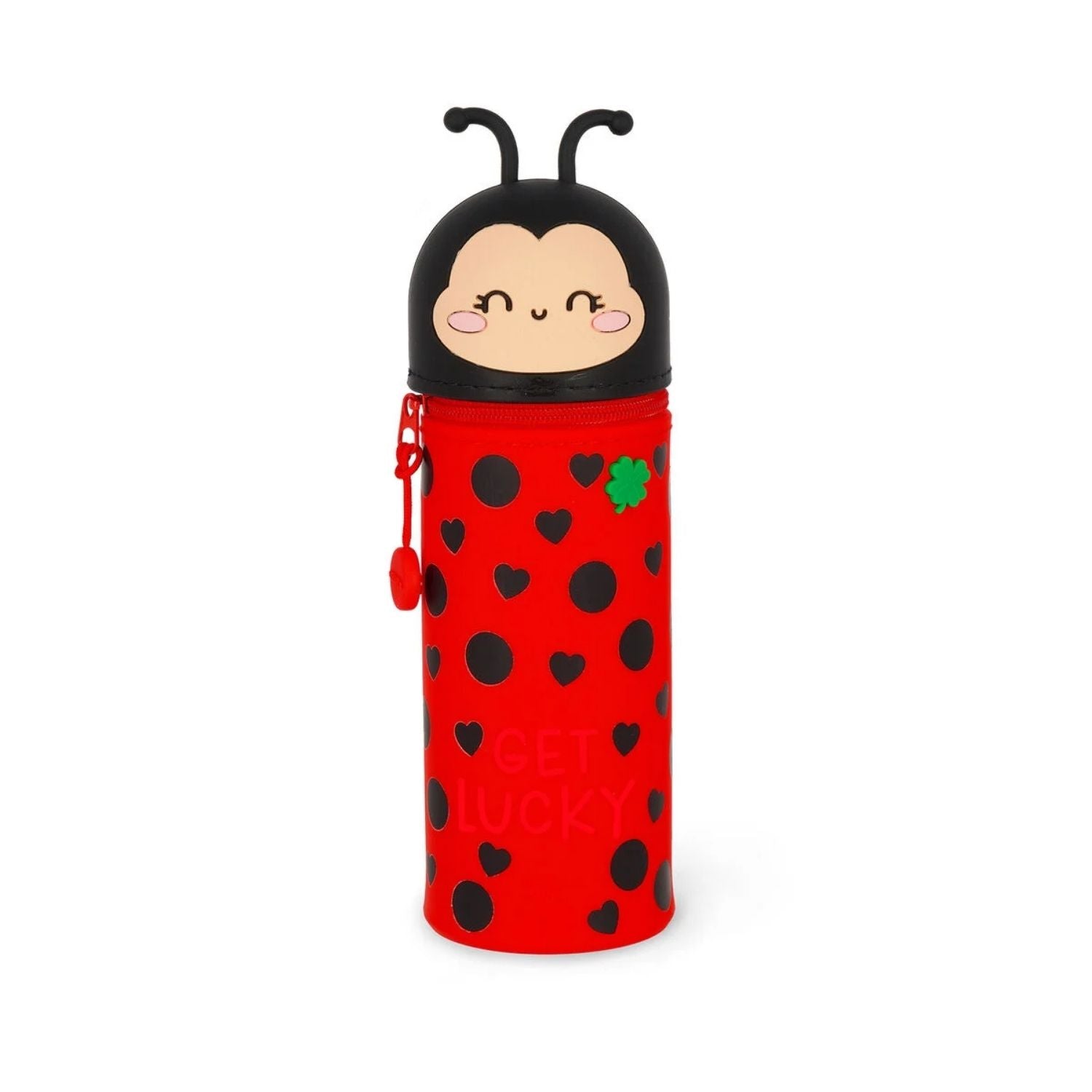 Consigue el Estuche 2 en 1 de Silicona Ladybug de Legami. Diseño retráctil que se convierte en lapicero de mesa. Suave, resistente y perfecto para fans de lo Kawaii.