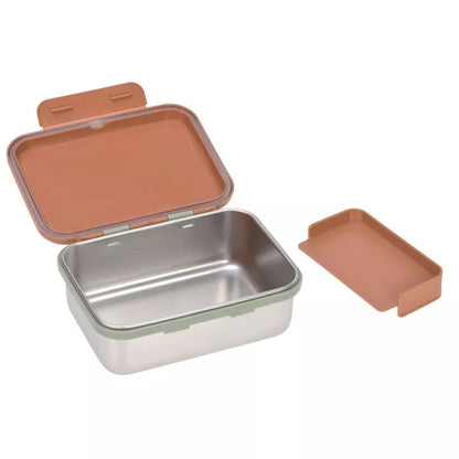 la fiambrera Happy Prints Caramel&nbsp;es la aliada perfecta para llevar comidas saludables y bien organizadas al cole, al parque o de excursión. Su diseño en acero inoxidable 100% la hace resistente, duradera y segura para el uso diario