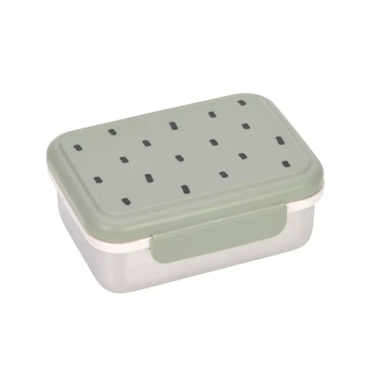 la fiambrera Happy Prints Olive&nbsp;es la aliada perfecta para llevar comidas saludables y bien organizadas al cole, al parque o de excursión. Su diseño en acero inoxidable 100% la hace resistente, duradera y segura para el uso diario