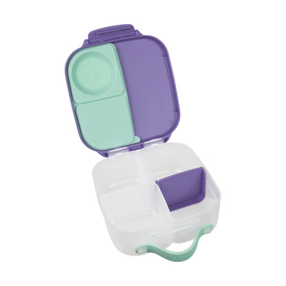 Fiambrera infantil mediana Mini Lunchbox Lilac Pop. Tupper hermético para niños con espacio para fruta entera, libre de BPA y apto para lavavajillas. Ideal para el cole.