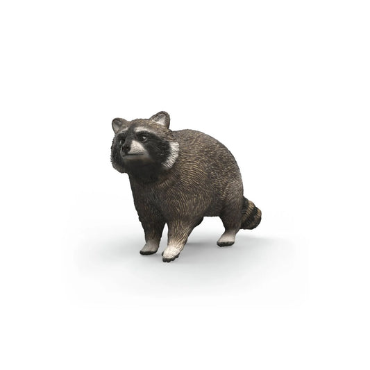 Figura de mapache Schleich® para niños de 3 a 8 años. Réplica detallada con antifaz y pelaje realista para el juego simbólico. Dimensiones 7,29 x 2,95 x 4,28 cm.