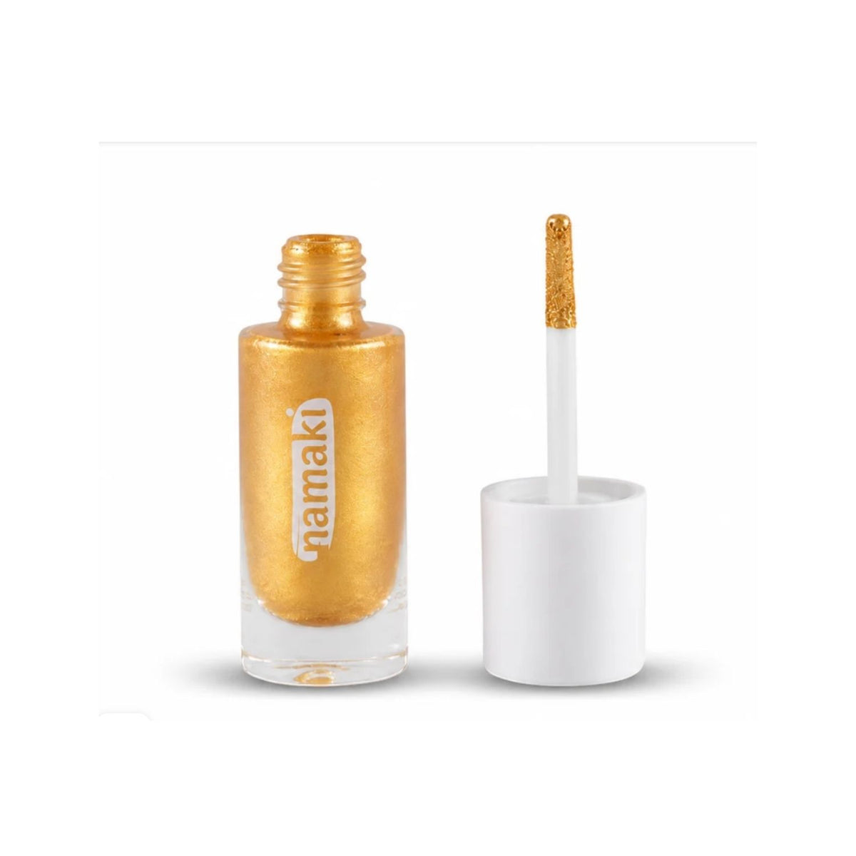 Compra el Gel Glitter Dorado de Namaki para niños. Purpurina ecológica y segura para rostro y cuerpo, fácil de aplicar y de retirar con agua y jabón. ¡Brillo mágico sin tóxicos!