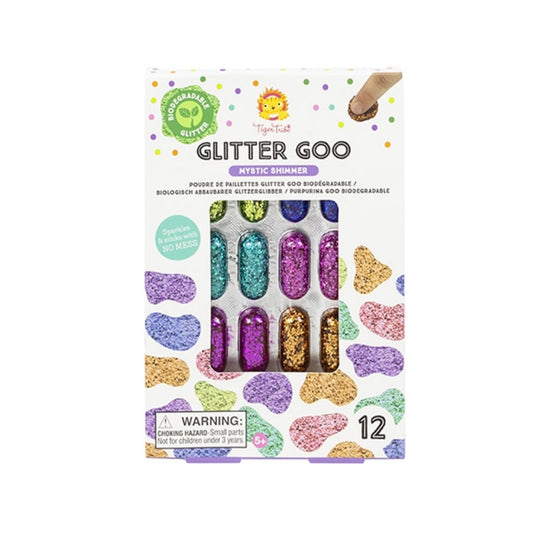 Glitter Goo Mystic Shimmer Purpurina BIO! Este kit de 6 colores en tonos brillantes es la opción ideal para decorar cualquier superficie sin manchar ni dejar residuos pegajosos.