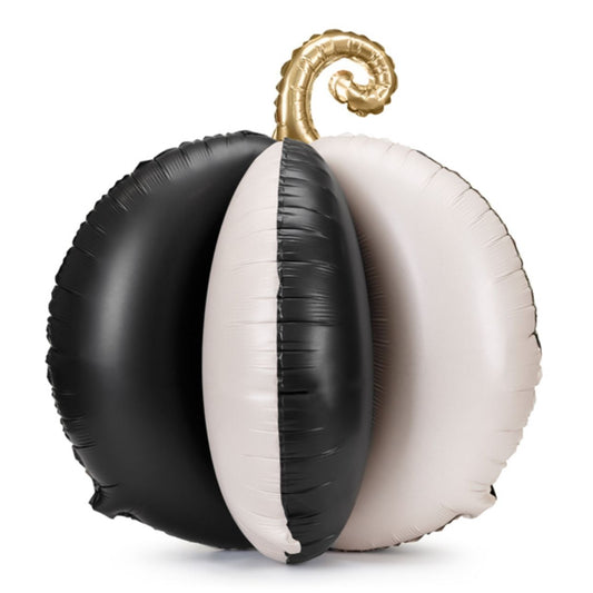 🎃 Globo de Foil 3D Calabaza – 58 x 58 cm
Incluye: 8 elementos inflables, 4 clips de cierre, pegatinas de gel y 1 pajita para inflado
Medidas aproximadas tras el inflado: 58 x 58 cm
Colores: Negro y crema con tallo dorado
Material: Foil de alta calidad
Inflado: Con aire (no necesita helio)