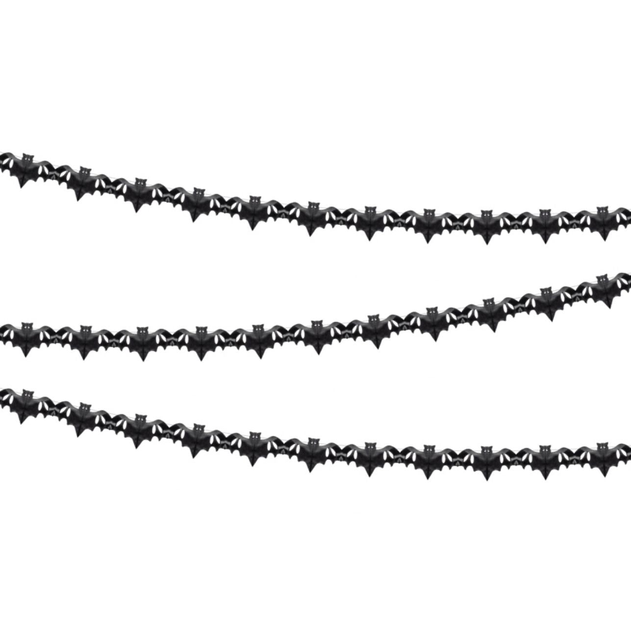 Material: Papel de seda
Color: Negro
Longitud: 4 metros
Ideal para: Decoraciones de Halloween, fiestas temáticas, escaparates o eventos escolares