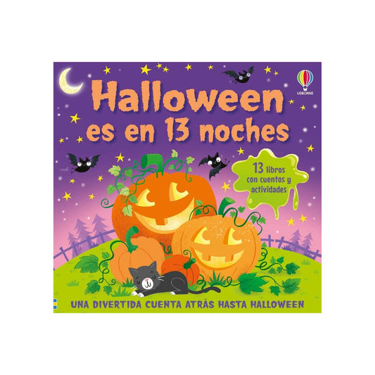 Compra el calendario cuenta atrás Halloween es en 13 noches. 13 minilibros con cuentos, pegatinas y manualidades para esperar Halloween jugando.