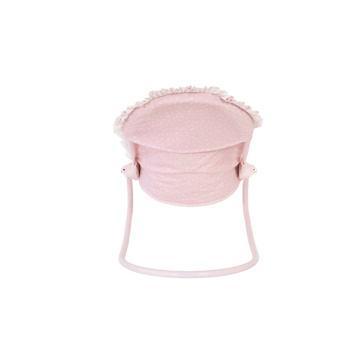 Hamaca plegable para muñecas de hasta 45 cm. Estructura 100% metal, ligera, desenfundable y con elegante diseño festoneado. ¡El rincón de relax para sus muñecos!