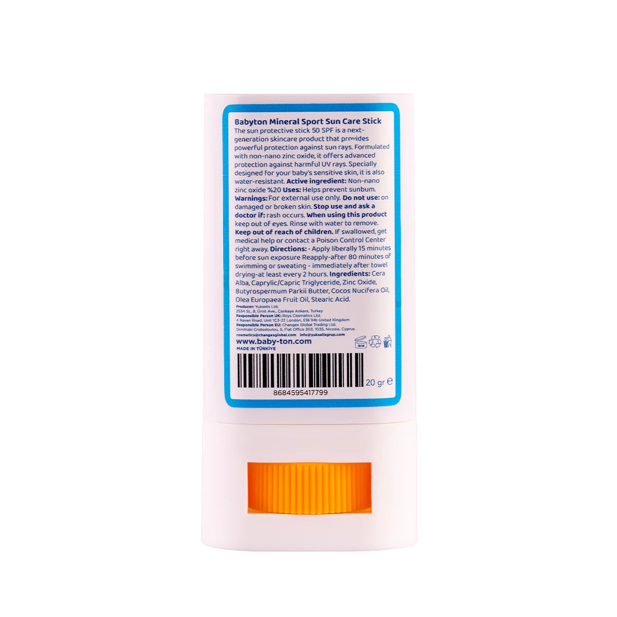 Protector solar en barra natural e impermeable Babyton para bebés y niños pequeños FPS 50 (20 g). Protección solar facial mineral con óxido de zinc, karité y coco para pieles sensibles. ¡Consíguelo en www.manodesantaoficial.es y protege su carita este verano!