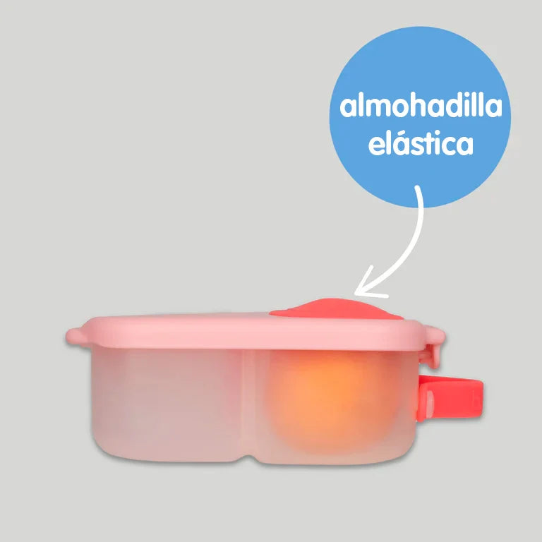 Fiambrera infantil mediana Mini Lunchbox Lilac Pop. Tupper hermético para niños con espacio para fruta entera, libre de BPA y apto para lavavajillas. Ideal para el cole.