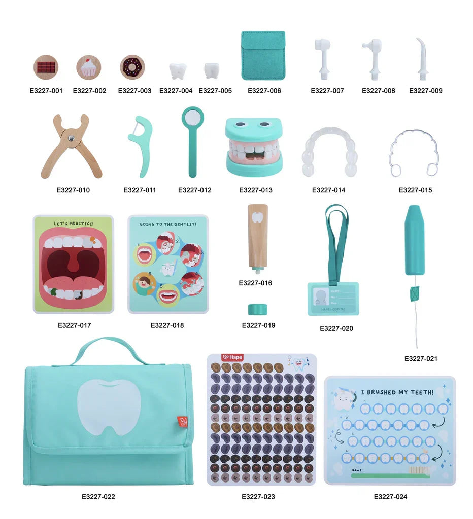 Haz que el cuidado dental sea divertido con el set de clínica dental Super Smile. Repleto de herramientas realistas como un cepillo de dientes vibrador, hilo dental y dientes de juguete, este set permite a los niños jugar a ser dentistas mientras aprenden sobre higiene bucal. Con atractivos accesorios y tarjetas de actividades, es perfecto para desarrollar las habilidades motoras, la creatividad y los hábitos saludables.
