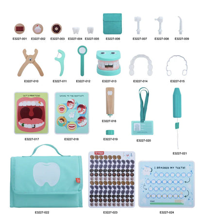 Haz que el cuidado dental sea divertido con el set de clínica dental Super Smile. Repleto de herramientas realistas como un cepillo de dientes vibrador, hilo dental y dientes de juguete, este set permite a los niños jugar a ser dentistas mientras aprenden sobre higiene bucal. Con atractivos accesorios y tarjetas de actividades, es perfecto para desarrollar las habilidades motoras, la creatividad y los hábitos saludables.
