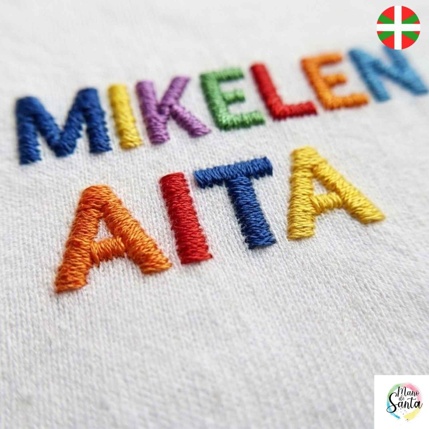 Camiseta Personalizada para Aita EN EUSKERA – El Regalo Perfecto con Bordado Único ✨

🧵 Bordado de Alta Gama: Personalización "Izena-(R)EN Aita" con relieve y acabado multicolor premium. Los colores de las letras son ALEATORIOS en la gama ARCOIRIS (Colores brillantes: verde, naranja, azul, rojo, morado, amarillo, gris...) es siempre en MAYÚSCULAS.
