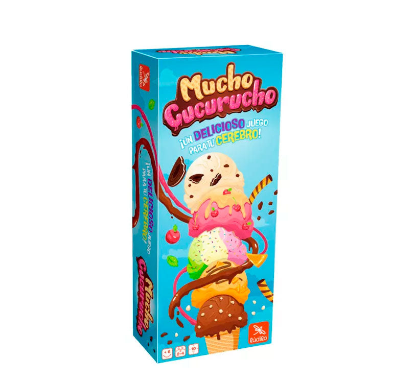 ¡Se el primero en completar un helado de 10 bolas con Mucho cucurucho! Recoge las bolas numeradas del 2 al 49 y decide si añadirlas a tu helado ludilo juego memoria caja