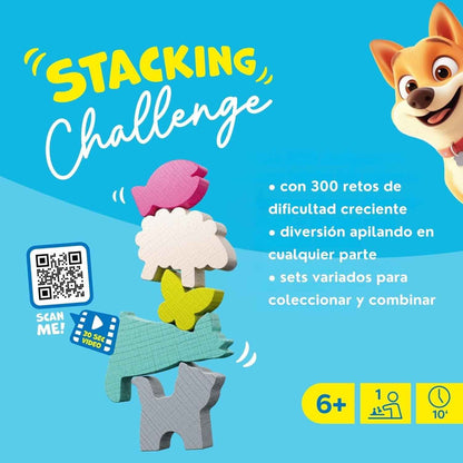 Stacking Challenge animales de HABA: 300 retos de equilibrio y lógica para niños +6 años. Un juego de madera compacto y divertido para llevar a todas partes. ¡Disponible en www.manodesantaoficial.es!