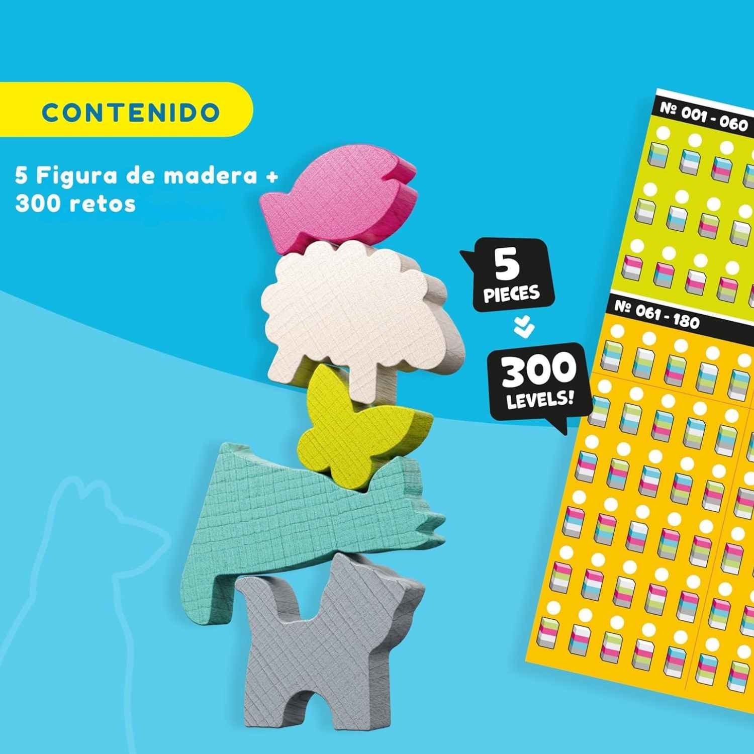 Stacking Challenge animales de HABA: 300 retos de equilibrio y lógica para niños +6 años. Un juego de madera compacto y divertido para llevar a todas partes. ¡Disponible en www.manodesantaoficial.es!