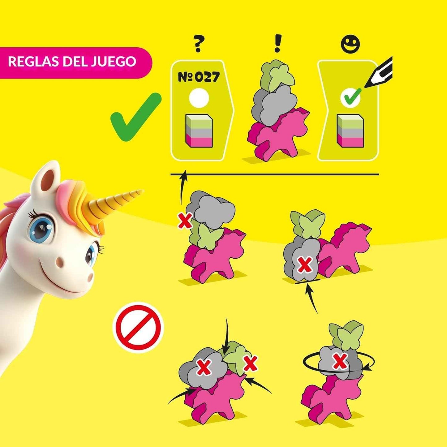 Stacking Challenge Unicorns de HABA: 300 retos de equilibrio y lógica para niños +6 años. Un juego de madera compacto y divertido para llevar a todas partes. ¡Disponible en www.manodesantaoficial.es!