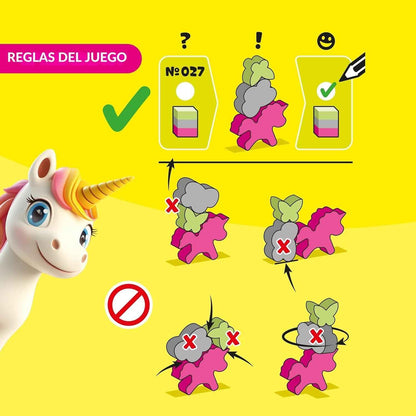 Stacking Challenge Unicorns de HABA: 300 retos de equilibrio y lógica para niños +6 años. Un juego de madera compacto y divertido para llevar a todas partes. ¡Disponible en www.manodesantaoficial.es!