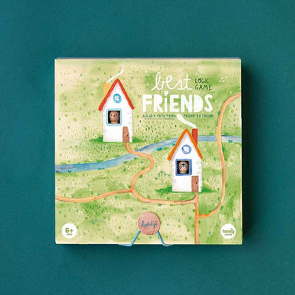 Family Game - BEST FRIENDS, el juego de mesa educativo y de lógica perfecto para niños a partir de 6 años y toda la familia. El objetivo es sencillo pero retador: elige una tarjeta de reto y combina las piezas sobre el tablero para abrir paso y reencontrar a los dos animales del mismo color.