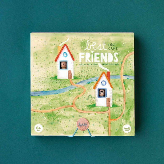 Family Game - BEST FRIENDS, el juego de mesa educativo y de lógica perfecto para niños a partir de 6 años y toda la familia. El objetivo es sencillo pero retador: elige una tarjeta de reto y combina las piezas sobre el tablero para abrir paso y reencontrar a los dos animales del mismo color.