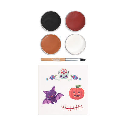 Compra el kit de pintura facial de Halloween Namaki ecológico. Maquillaje infantil seguro al agua con 4 colores, brocha y tatuajes temporales para niños.