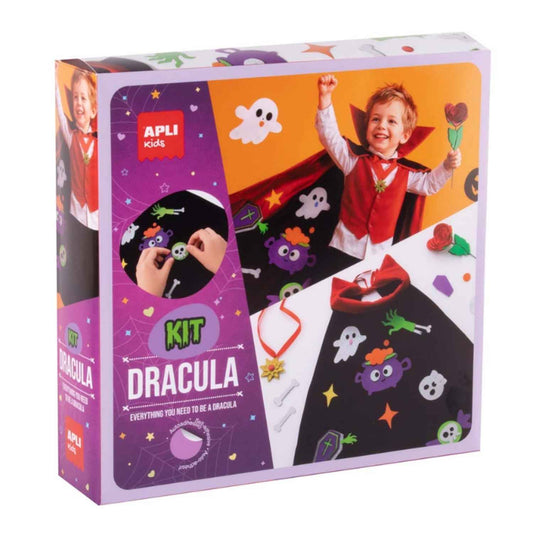 Compra el kit creativo para crear tu disfraz de Drácula. Manualidad infantil de espuma autoadhesiva sin pegamento para Halloween. ¡A partir de 5 años!