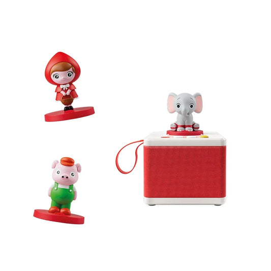 Este set, además del elefante con las canciones tradicionales más clásicas y tiernas incluye los muñecos de Caperucita (y otro cuento)y los tres cerditos (y otro cuento) una selección de cuentos clásicos muy reconocidos por los peques y canciones que les harán divertise sin parar, pensadas para acompañar a las niñas y los niños en su día a día.