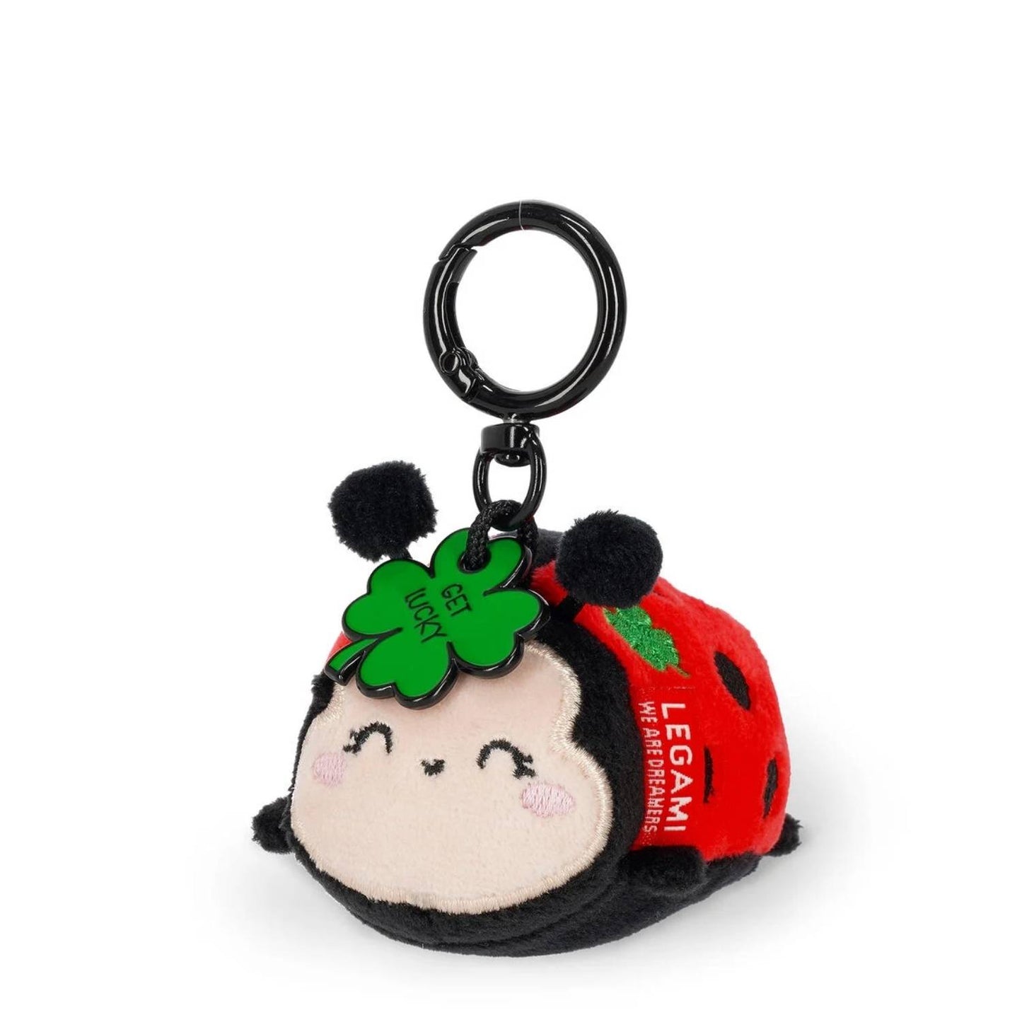 Consigue el Llavero de Peluche Ladybug de Legami. Tacto extra suave, mosquetón de zinc y medalla con mensaje "Get Lucky". El amuleto perfecto para tus llaves o mochila.