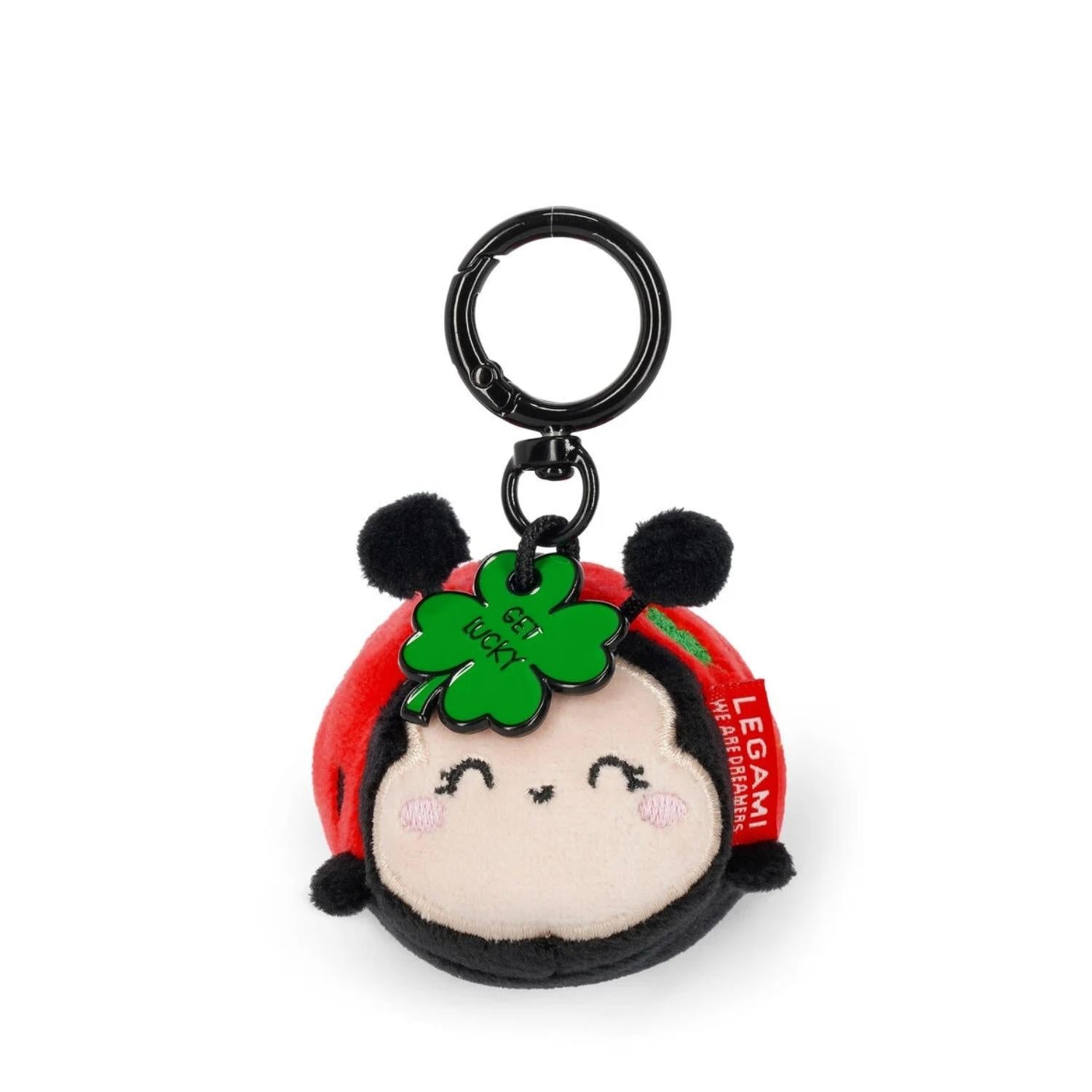 Consigue el Llavero de Peluche Ladybug de Legami. Tacto extra suave, mosquetón de zinc y medalla con mensaje "Get Lucky". El amuleto perfecto para tus llaves o mochila.