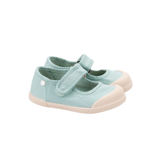 Zapatilla de lona de estilo mercedita 100% algodón, de concepto barefoot, cero drop, flexible, blandita y con plantilla extraíble. ¡Y qué color tan bonito este menta sauve!