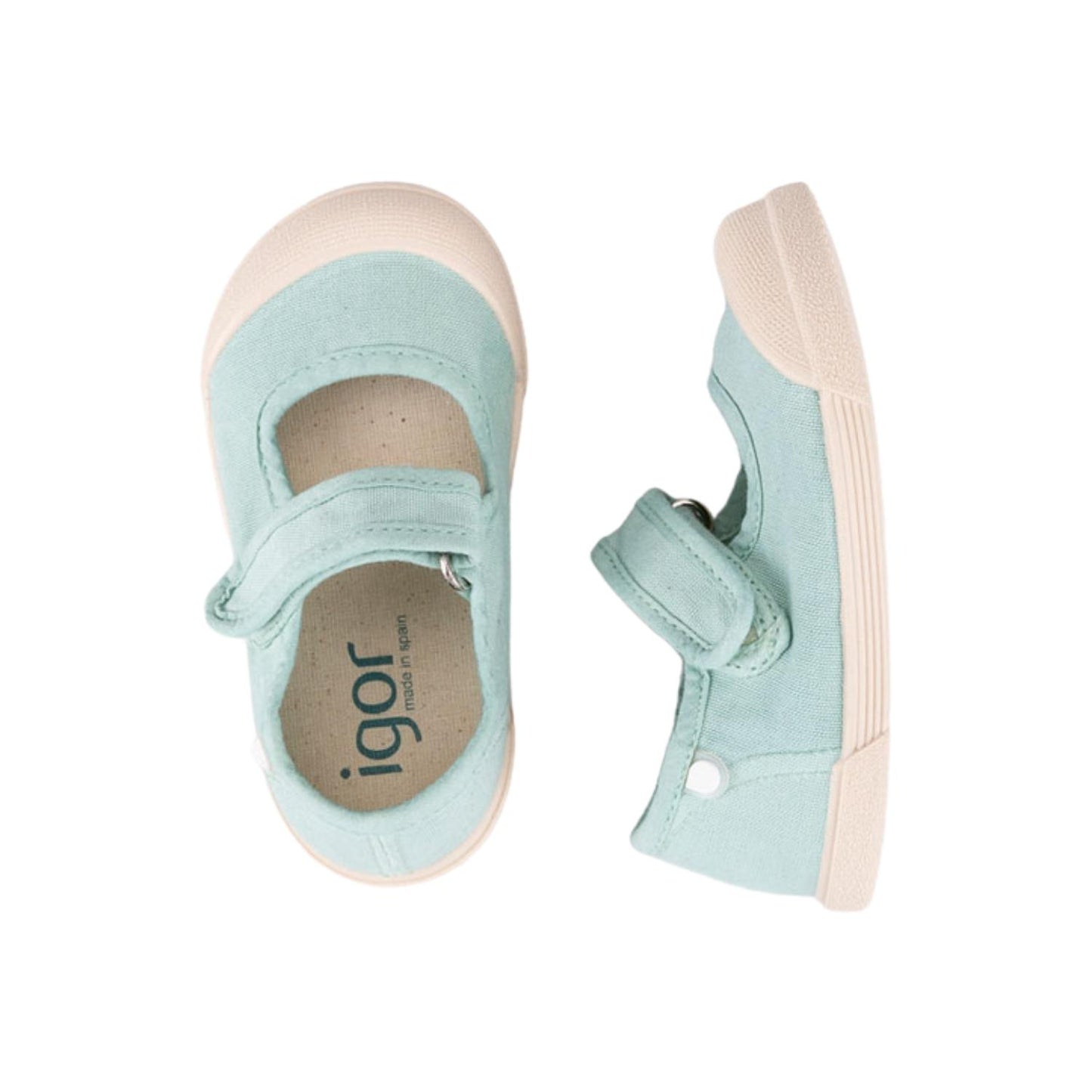 Zapatilla de lona de estilo mercedita 100% algodón, de concepto barefoot, cero drop, flexible, blandita y con plantilla extraíble. ¡Y qué color tan bonito este menta sauve!