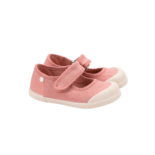 Zapatilla de lona de estilo mercedita 100% algodón, de concepto barefoot, cero drop, flexible, blandita y con plantilla extraíble. ¡Y qué color tan bonito este rosa sauve!