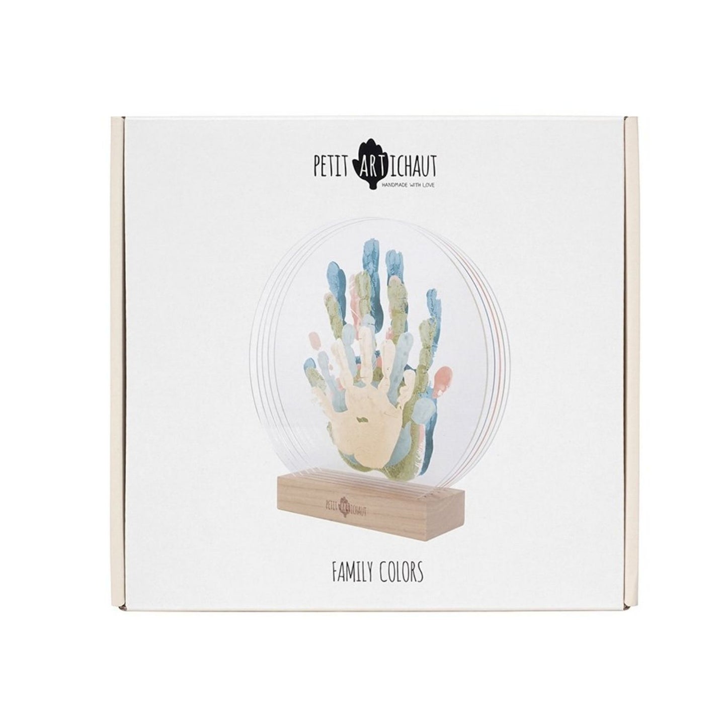 Reserva el Marco de Huellas de Familia de Petit Artichaut en Mano de Santa. Incluye paneles de plexiglás y pinturas para crear una obra única. Envío a partir del 2 de marzo.